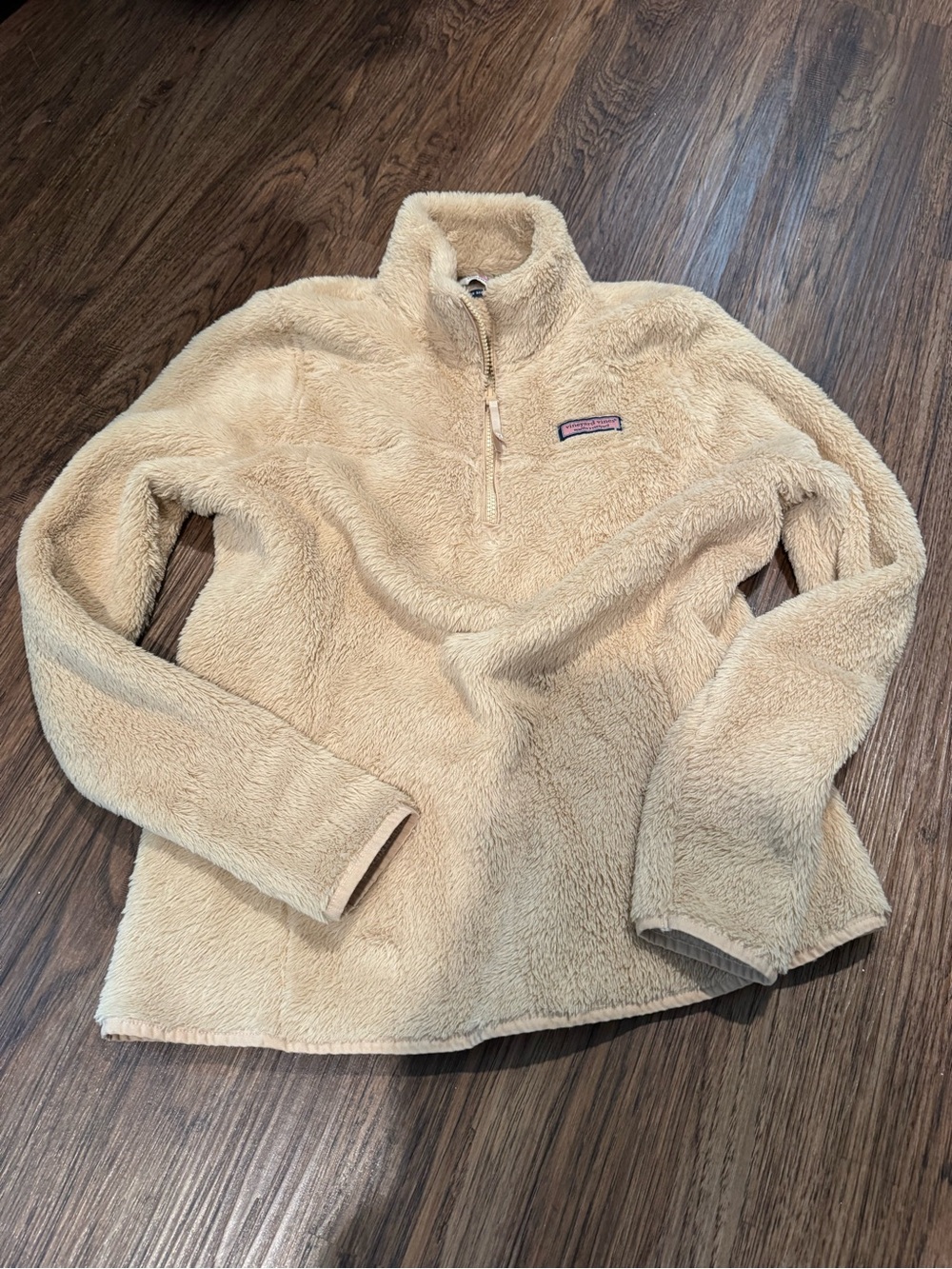 Vineyard Vines Tan Sherpa Pullover with Whale Logo